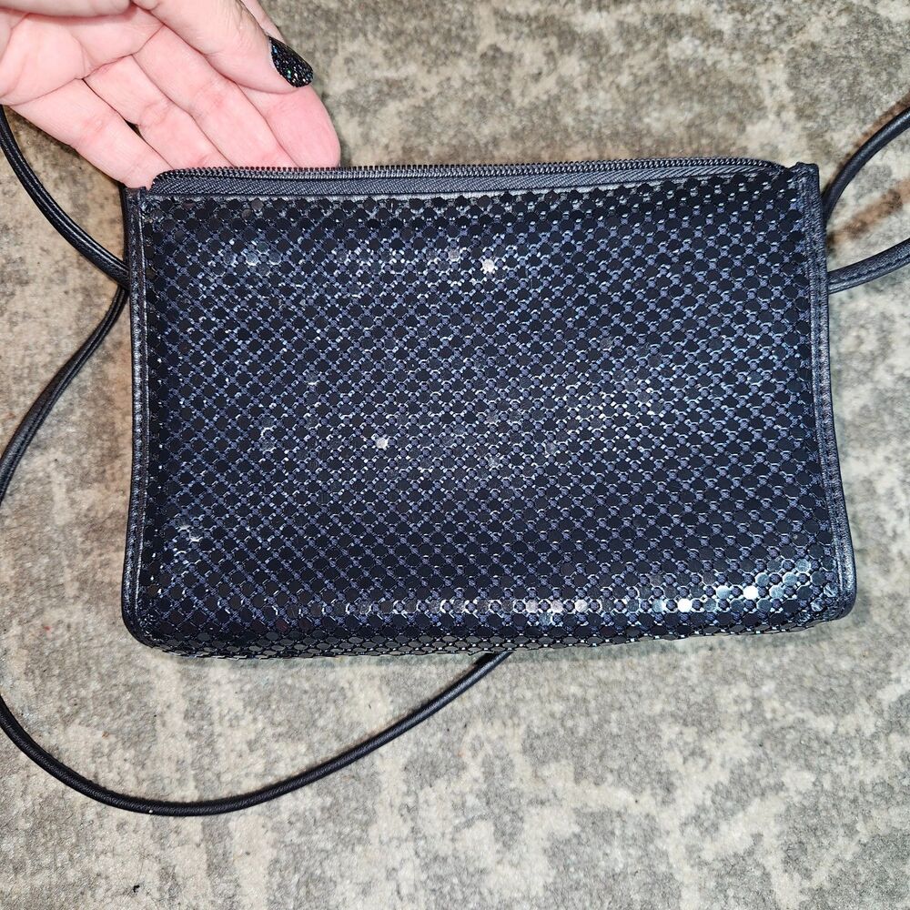 WHITING & DAVIS Navy Blue Metal Mesh Evening Bag GUC